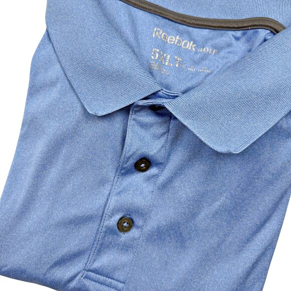 Reebok Golf Blue Polo 5XLT Big & Tall 100% Polyester Lightweight Breathable Soft - Picture 1 of 9